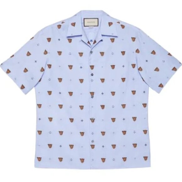 NWT Gucci Men Rare Super Runway Embroidered Tiger Bowling Shirt Size 48